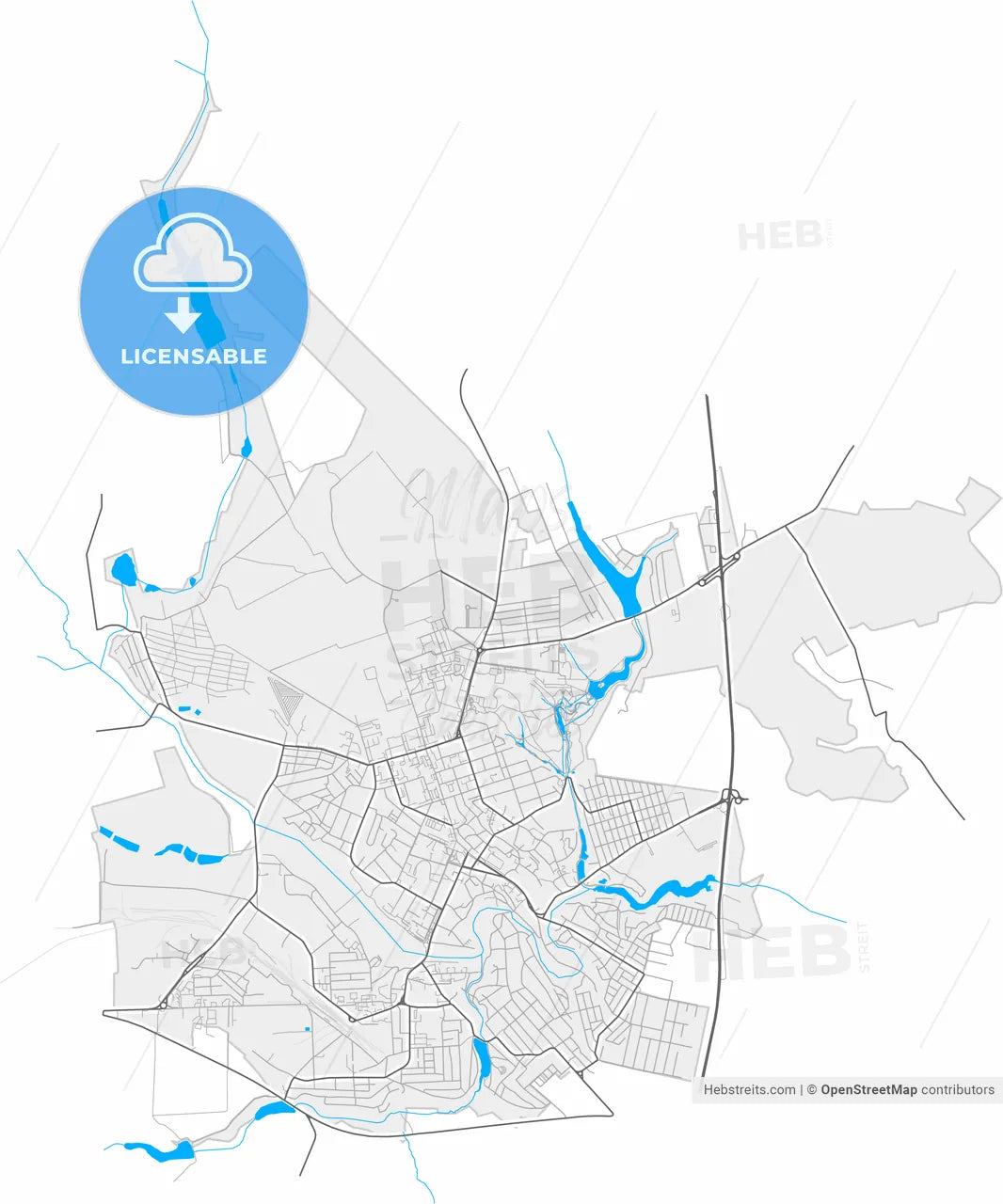 Uman, Cherkasy Oblast, Ukraine, high resolution vector map - Instant download PDF and JPG