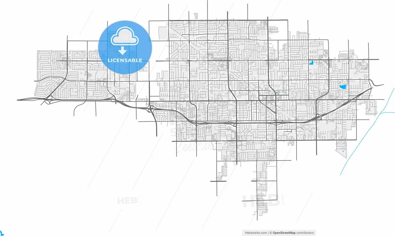 Garden Grove, California, United States, high resolution vector map - Instant download PDF and JPG
