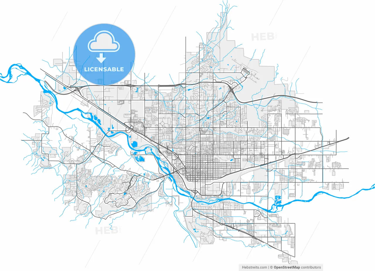 Grand Junction, Colorado, United States, high resolution vector map - Instant download PDF and JPG