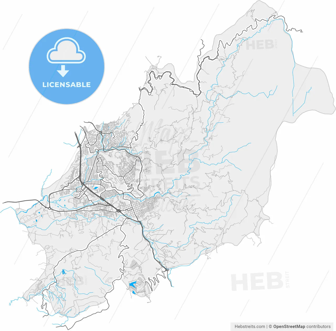 Floridablanca, Colombia, high resolution vector map - Instant download PDF and JPG