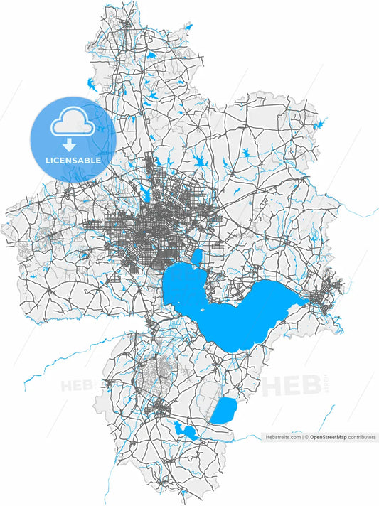 Hefei, Anhui, China, high resolution vector map - Instant download PDF and JPG
