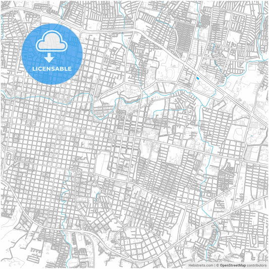 Tuxtla Gutiérrez, Chiapas, Mexico, city map with high resolution roads.