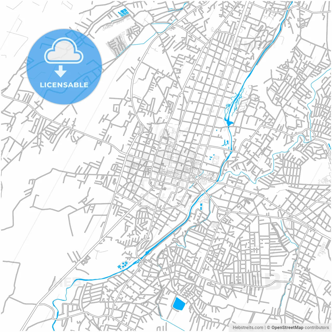 Cuautla, Morelos, Mexico, city map with high resolution roads.