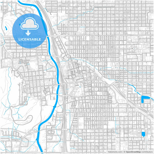 Tucson, Arizona, United States, city map with high resolution roads.