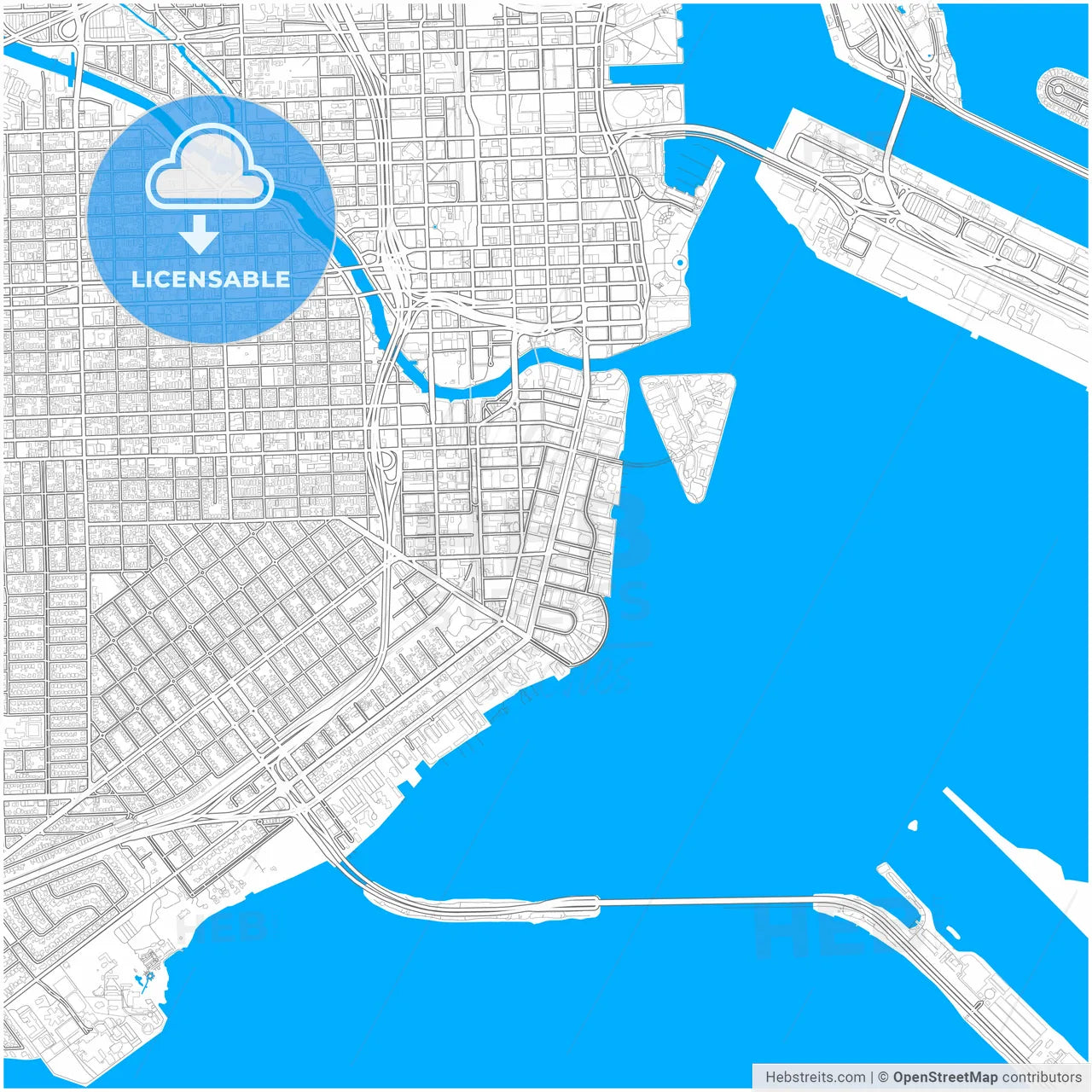 Miami, Florida, United States, city map with high resolution roads.