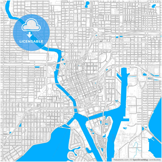 Tampa, Florida, United States, city map with high resolution roads.