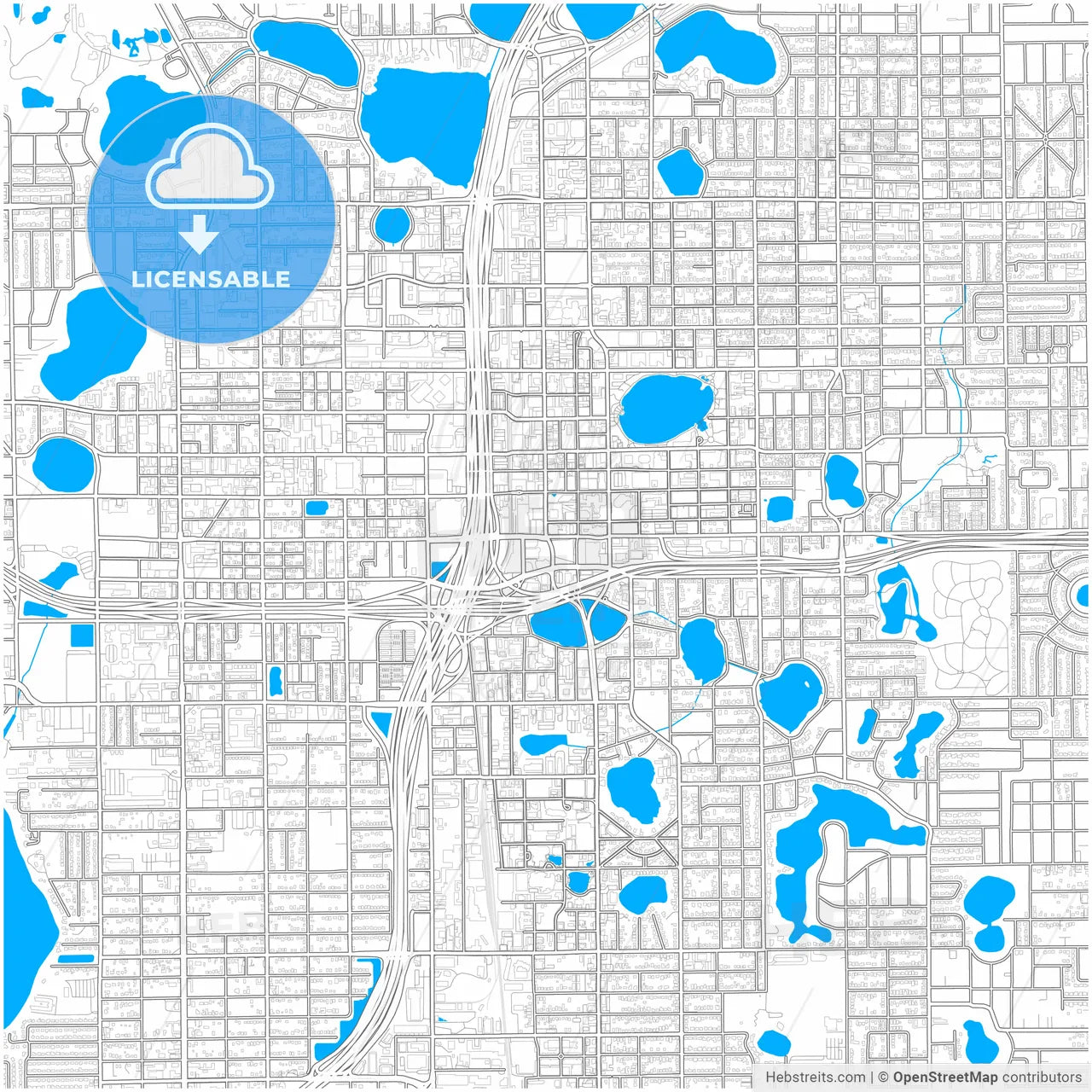Orlando, Florida, United States, city map with high resolution roads.