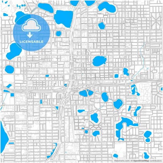 Orlando, Florida, United States, city map with high resolution roads.