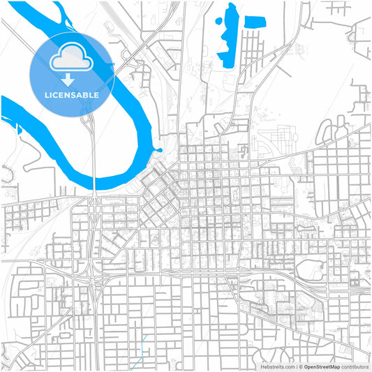 Montgomery, Alabama, United States, city map with high resolution roads.