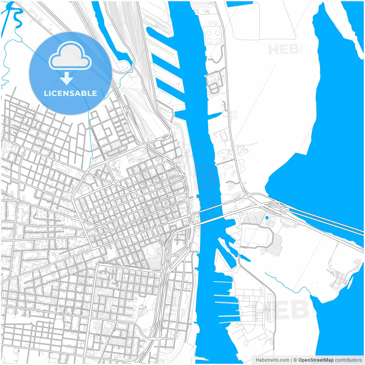 Mobile, Alabama, United States, city map with high resolution roads.