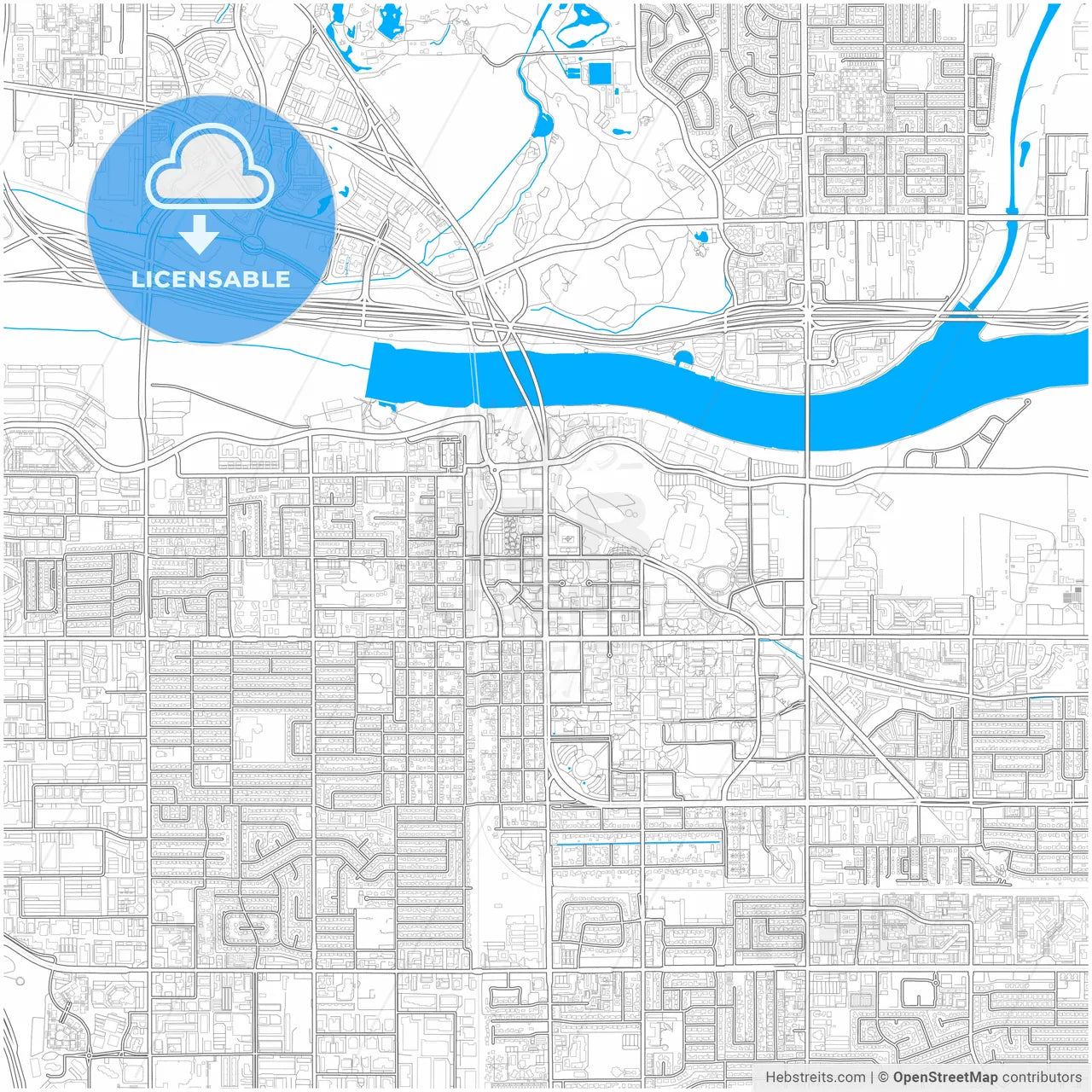 Tempe, Arizona, United States, city map with high resolution roads.