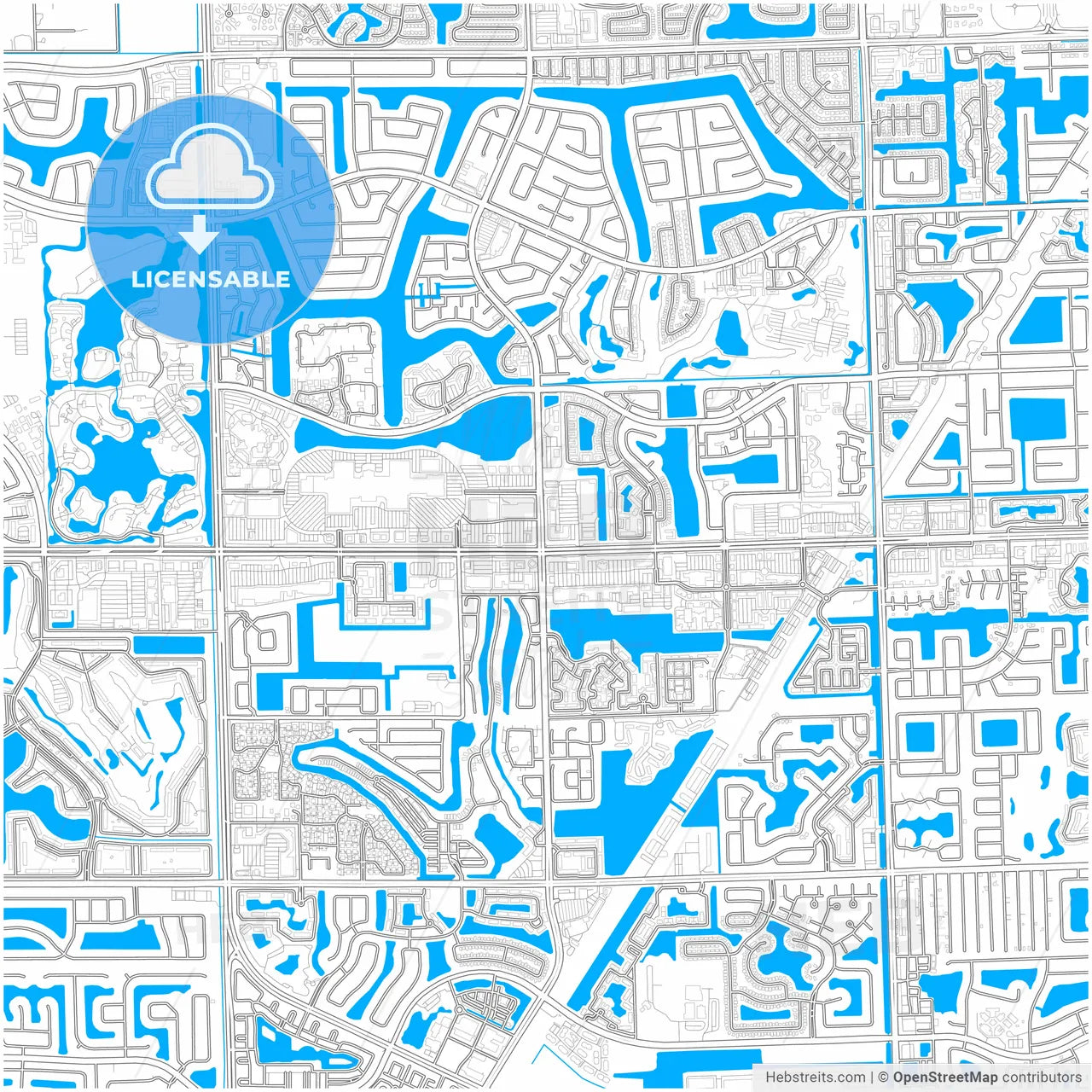 Pembroke Pines, Florida, United States, city map with high resolution roads.