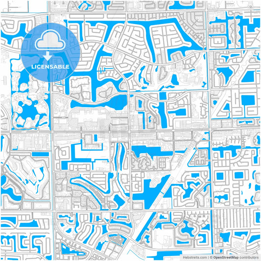 Pembroke Pines, Florida, United States, city map with high resolution roads.