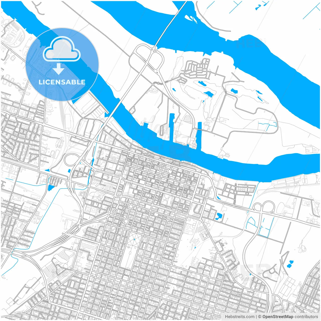 Savannah, Georgia, United States, city map with high resolution roads.