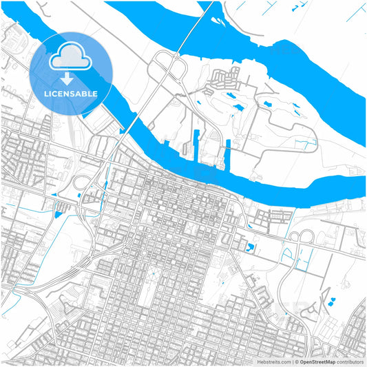 Savannah, Georgia, United States, city map with high resolution roads.