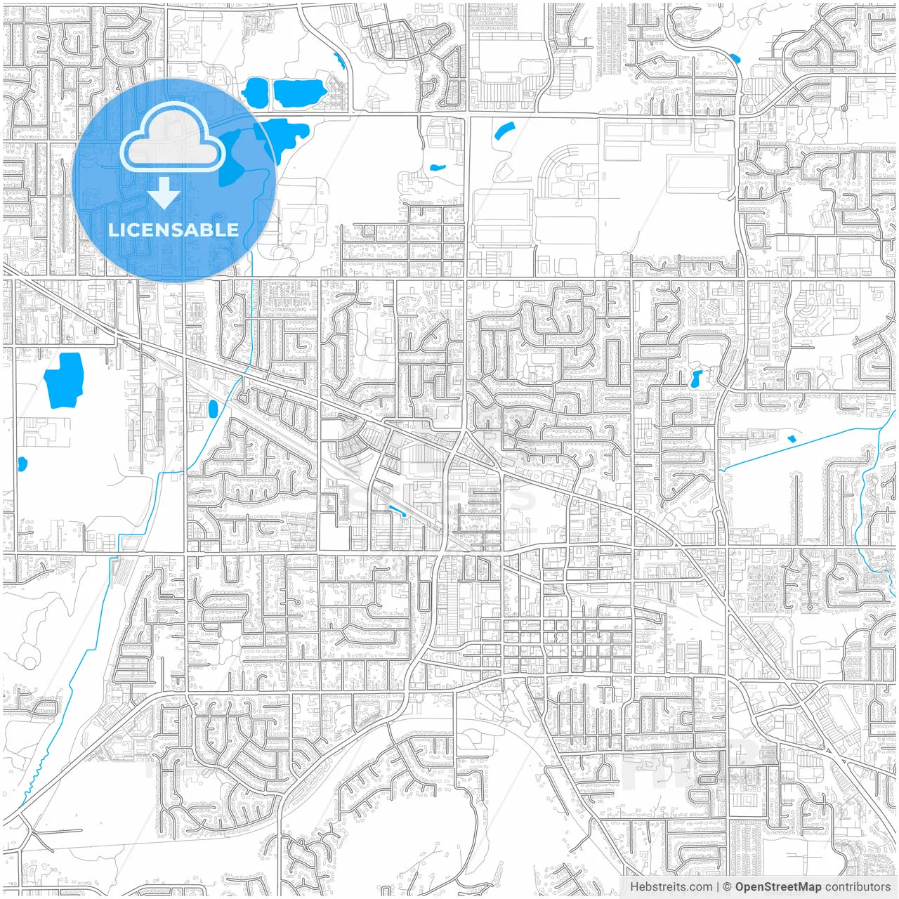 Gresham, Oregon, United States, city map with high resolution roads.