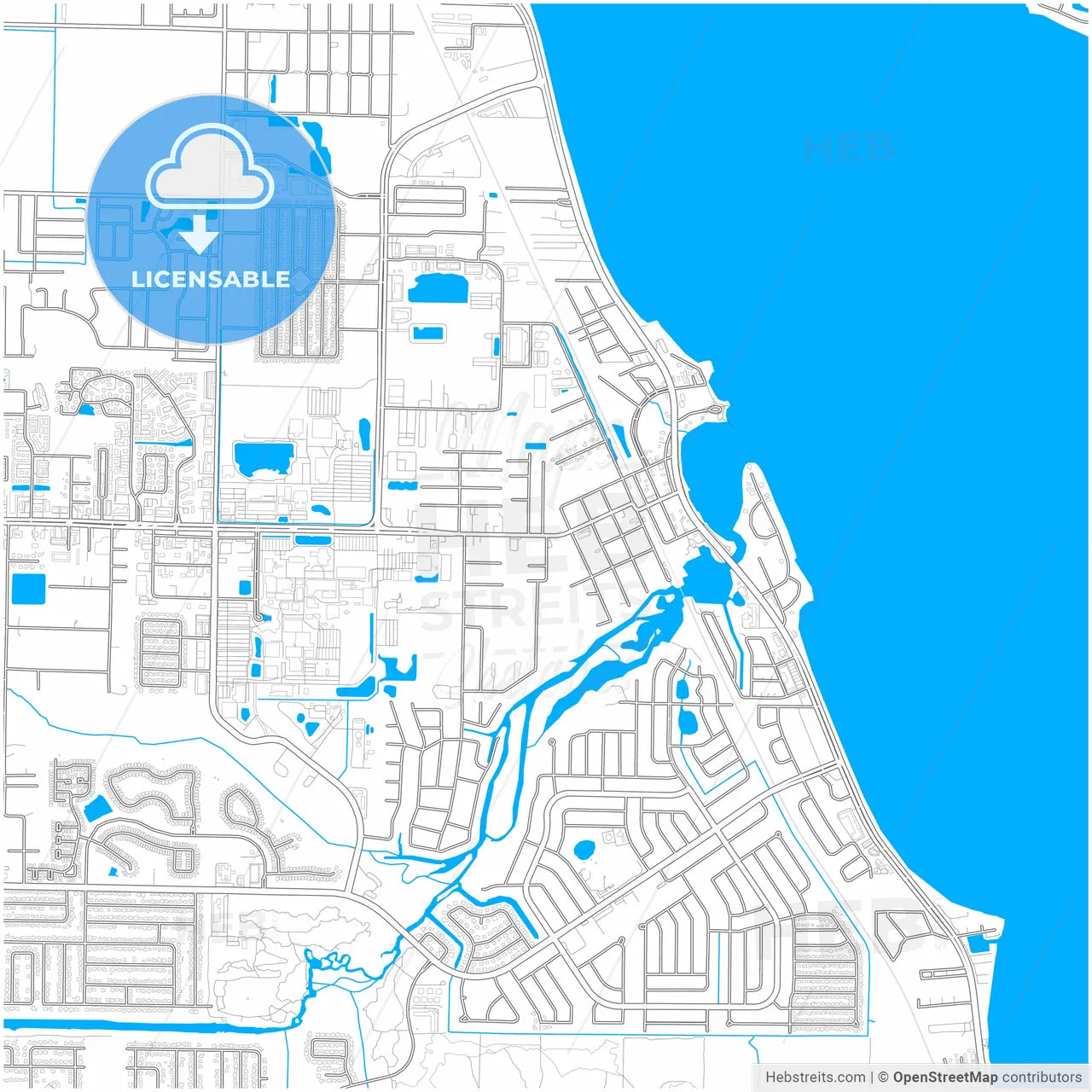 Palm Bay, Florida, United States, city map with high resolution roads.