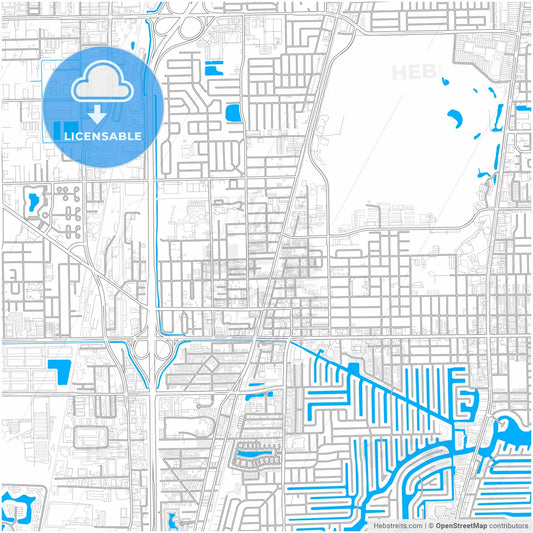 Pompano Beach, Florida, United States, city map with high resolution roads.