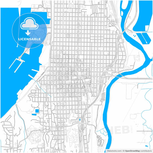 Everett, Washington, United States, city map with high resolution roads.