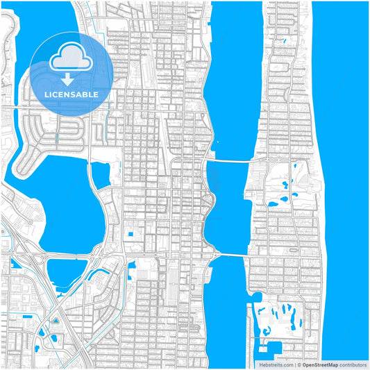 West Palm Beach, Florida, United States, city map with high resolution roads.