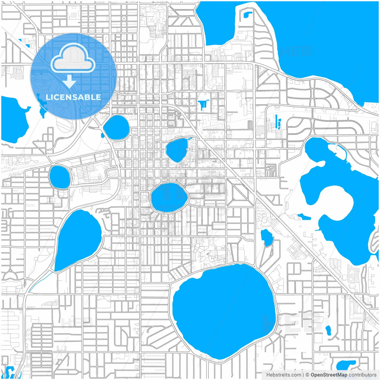 Lakeland, Florida, United States, city map with high resolution roads.