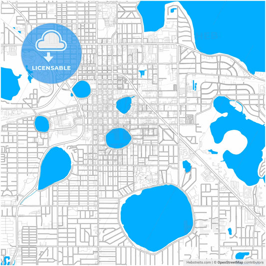 Lakeland, Florida, United States, city map with high resolution roads.