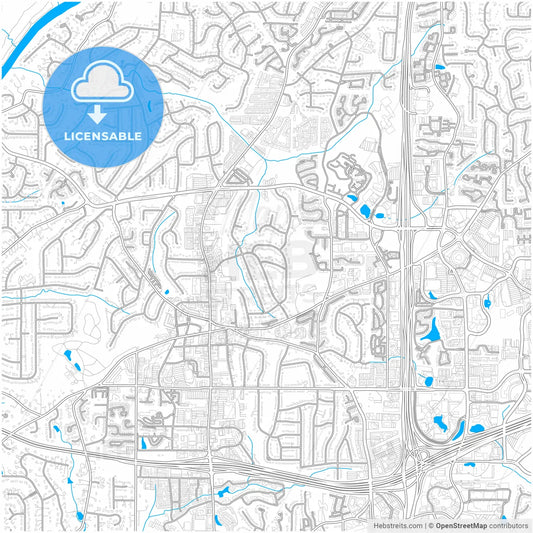 Sandy Springs, Georgia, United States, city map with high resolution roads.