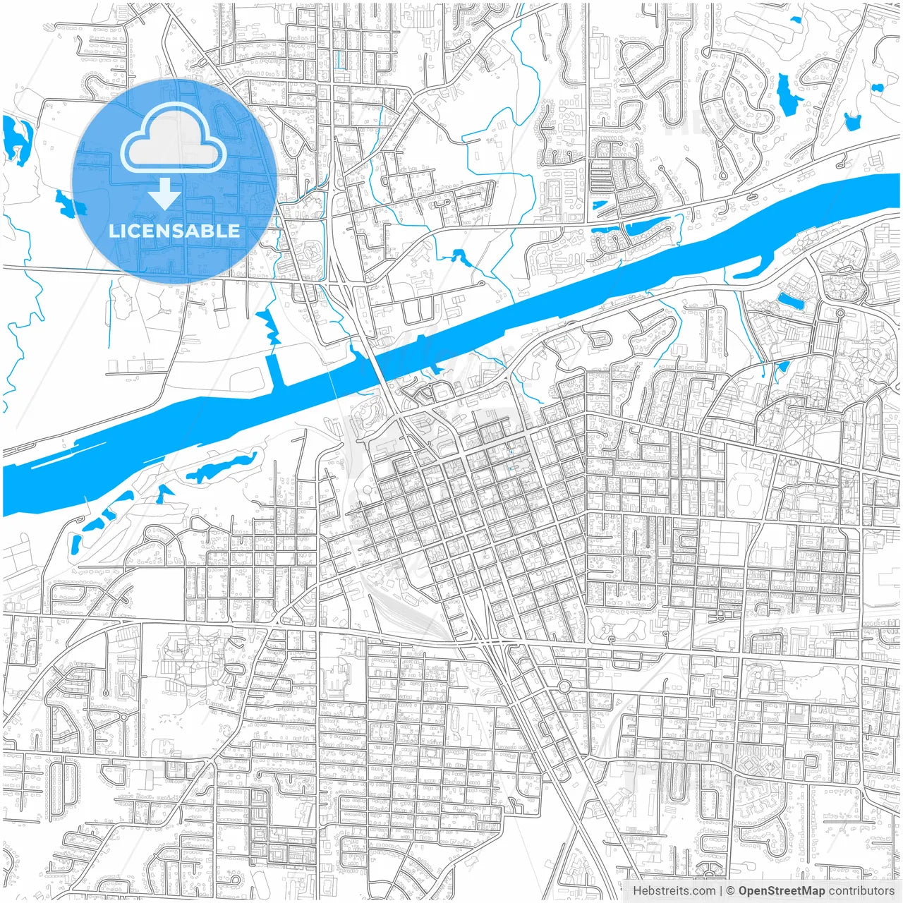 Tuscaloosa, Alabama, United States, city map with high resolution roads.