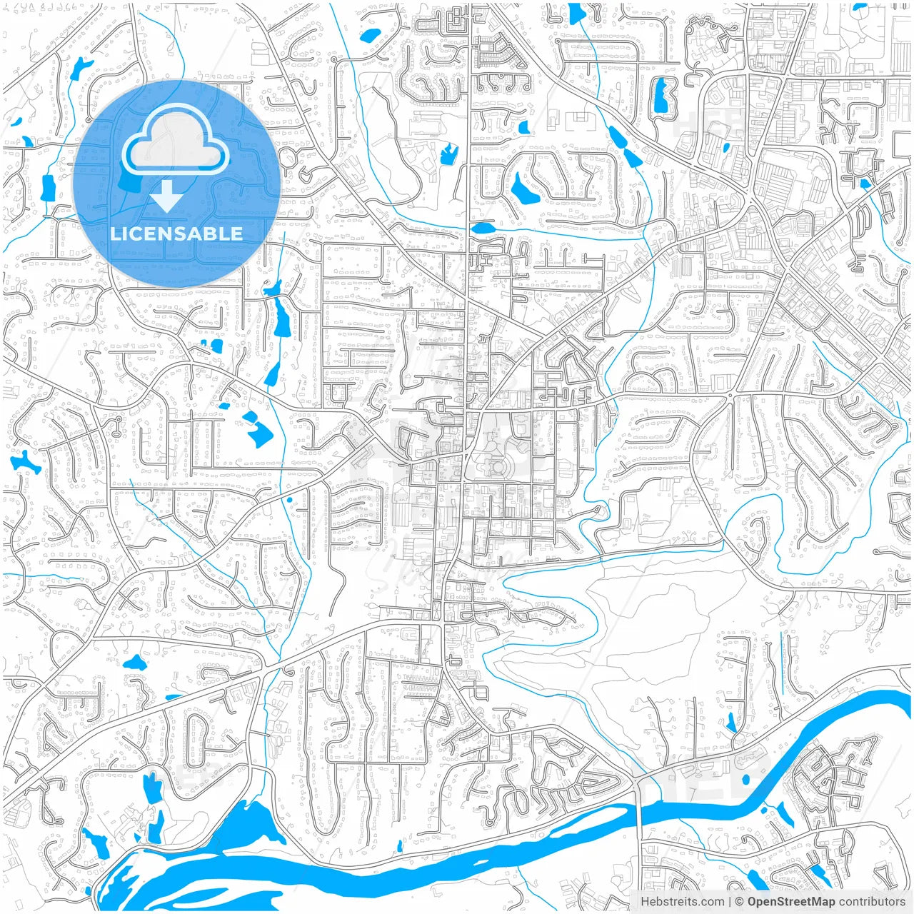 Roswell, Georgia, United States, city map with high resolution roads.