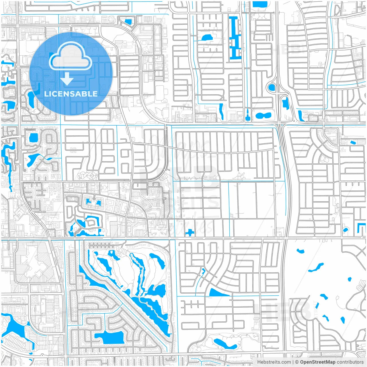 Plantation, Florida, United States, city map with high resolution roads.