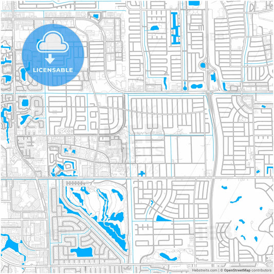 Plantation, Florida, United States, city map with high resolution roads.