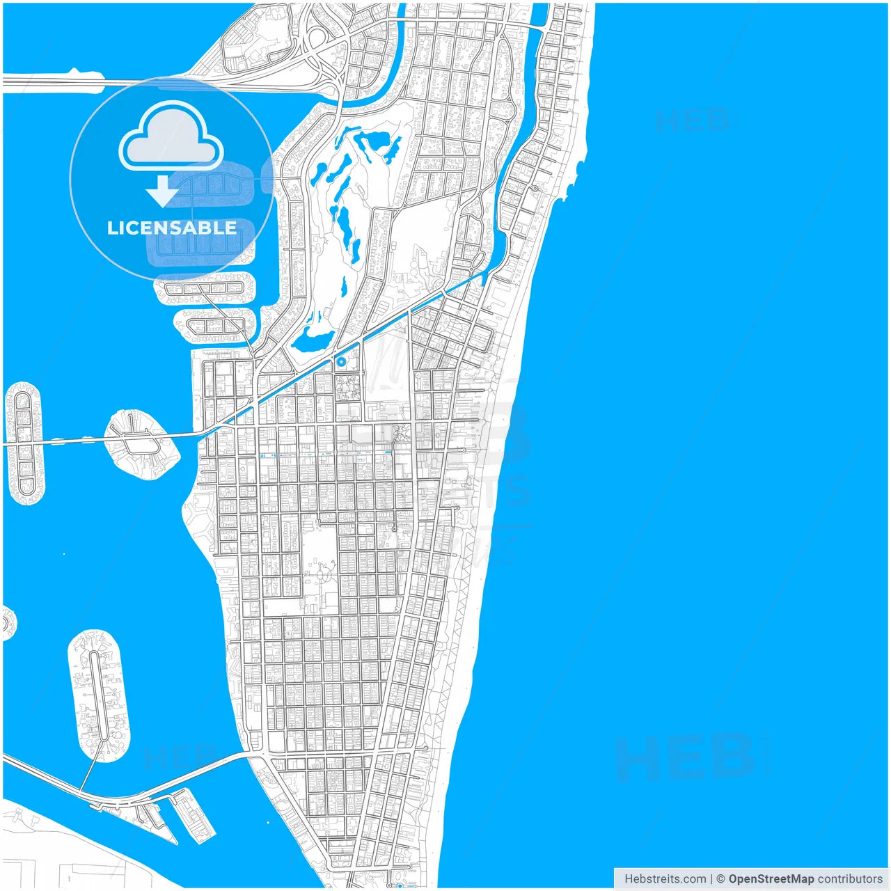 Miami Beach, Florida, United States, city map with high resolution roads.