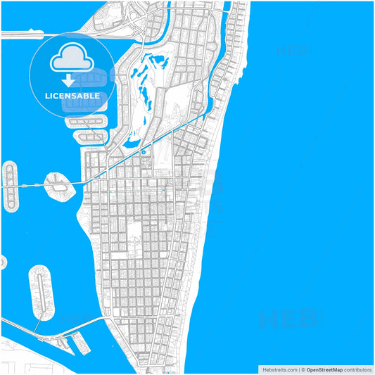 Miami Beach, Florida, United States, city map with high resolution roads.