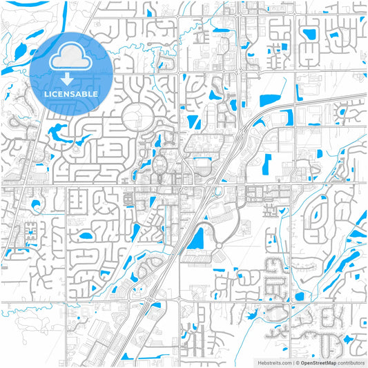 Fishers, Indiana, United States, city map with high resolution roads.
