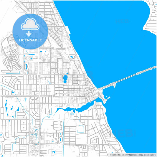 Melbourne, Florida, United States, city map with high resolution roads.
