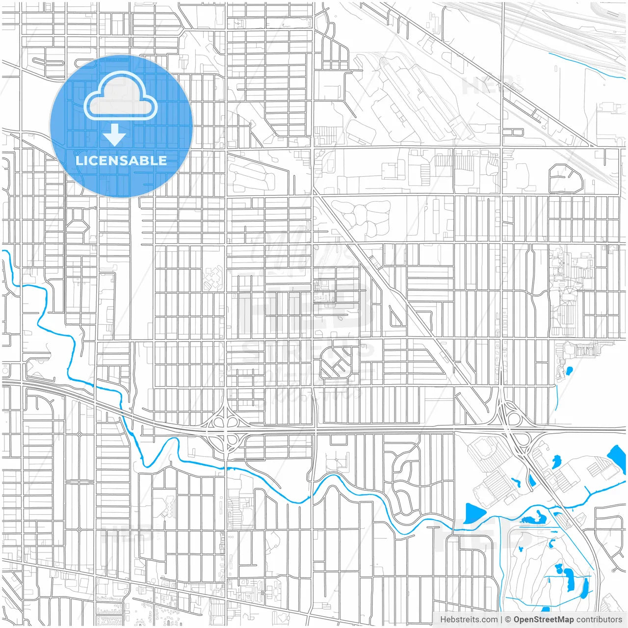 Hammond, Indiana, United States, city map with high resolution roads.