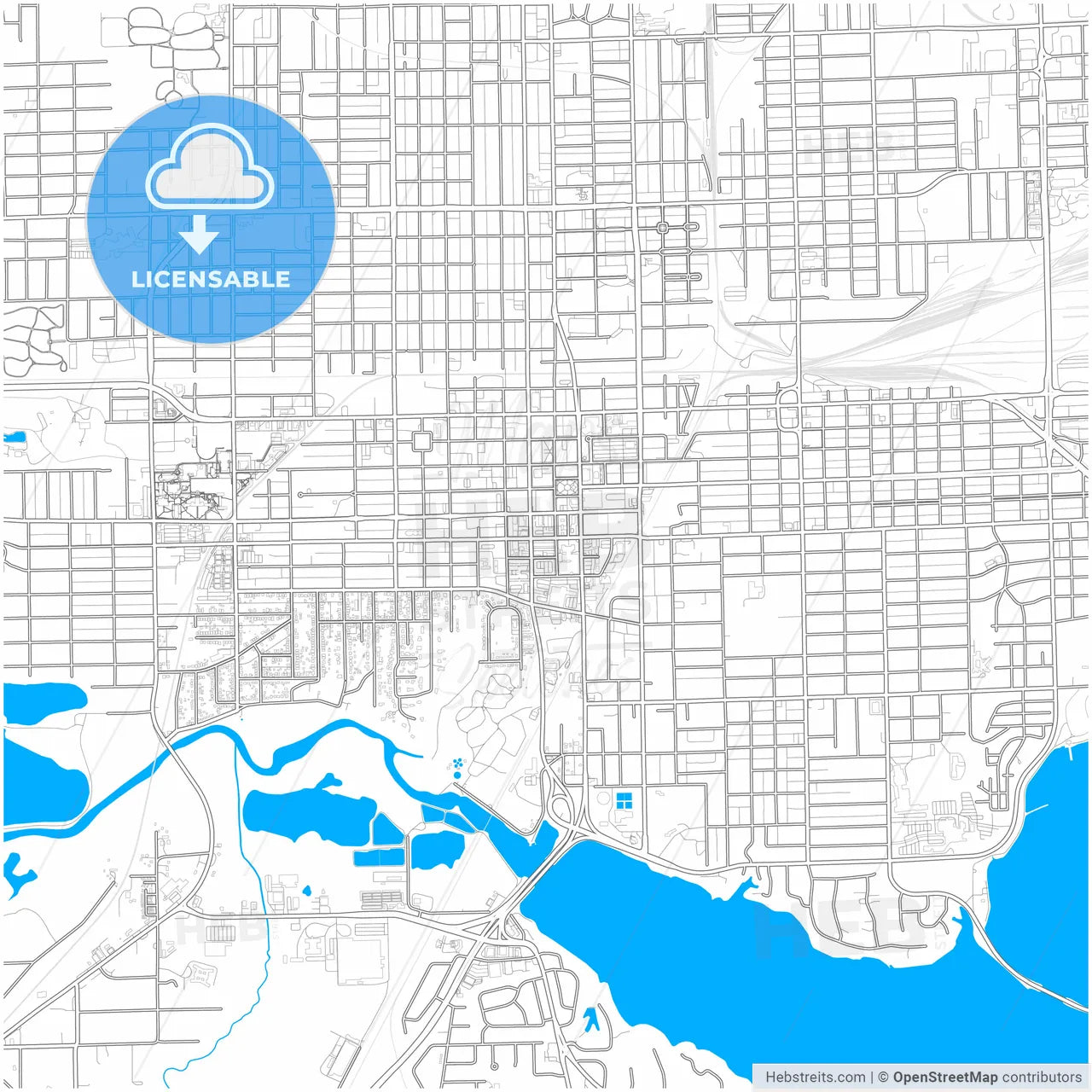 Decatur, Illinois, United States, city map with high resolution roads.