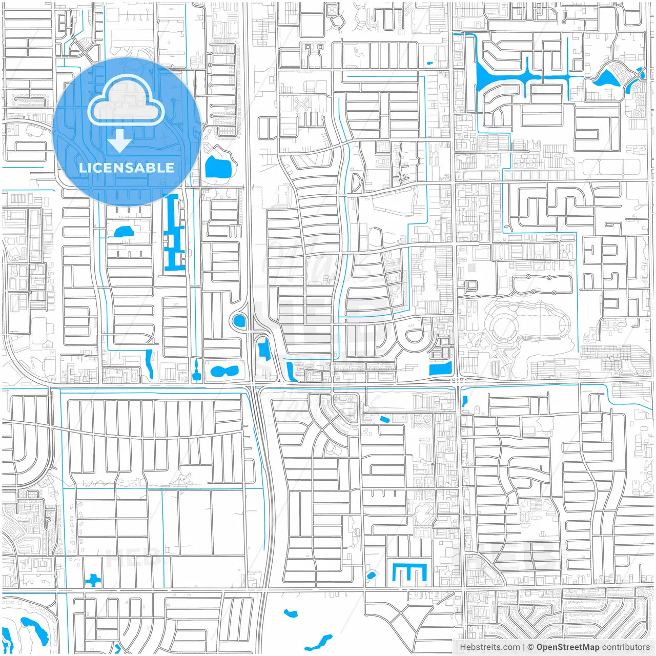 Lauderhill, Florida, United States, city map with high resolution roads.