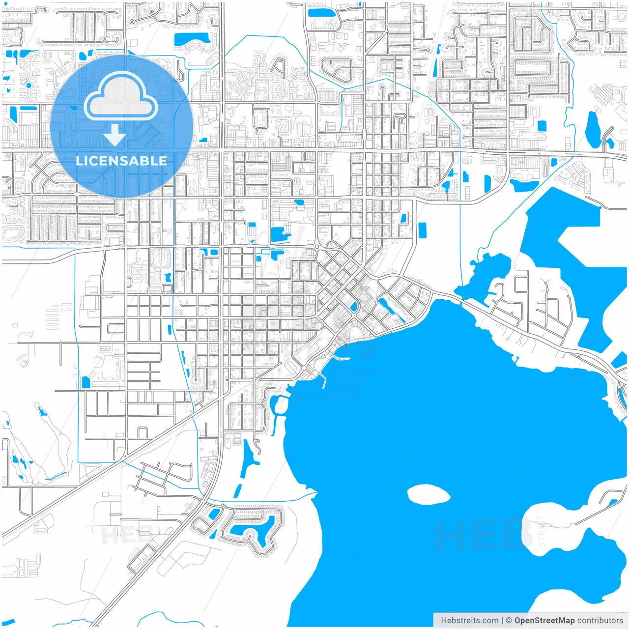 Kissimmee, Florida, United States, city map with high resolution roads.