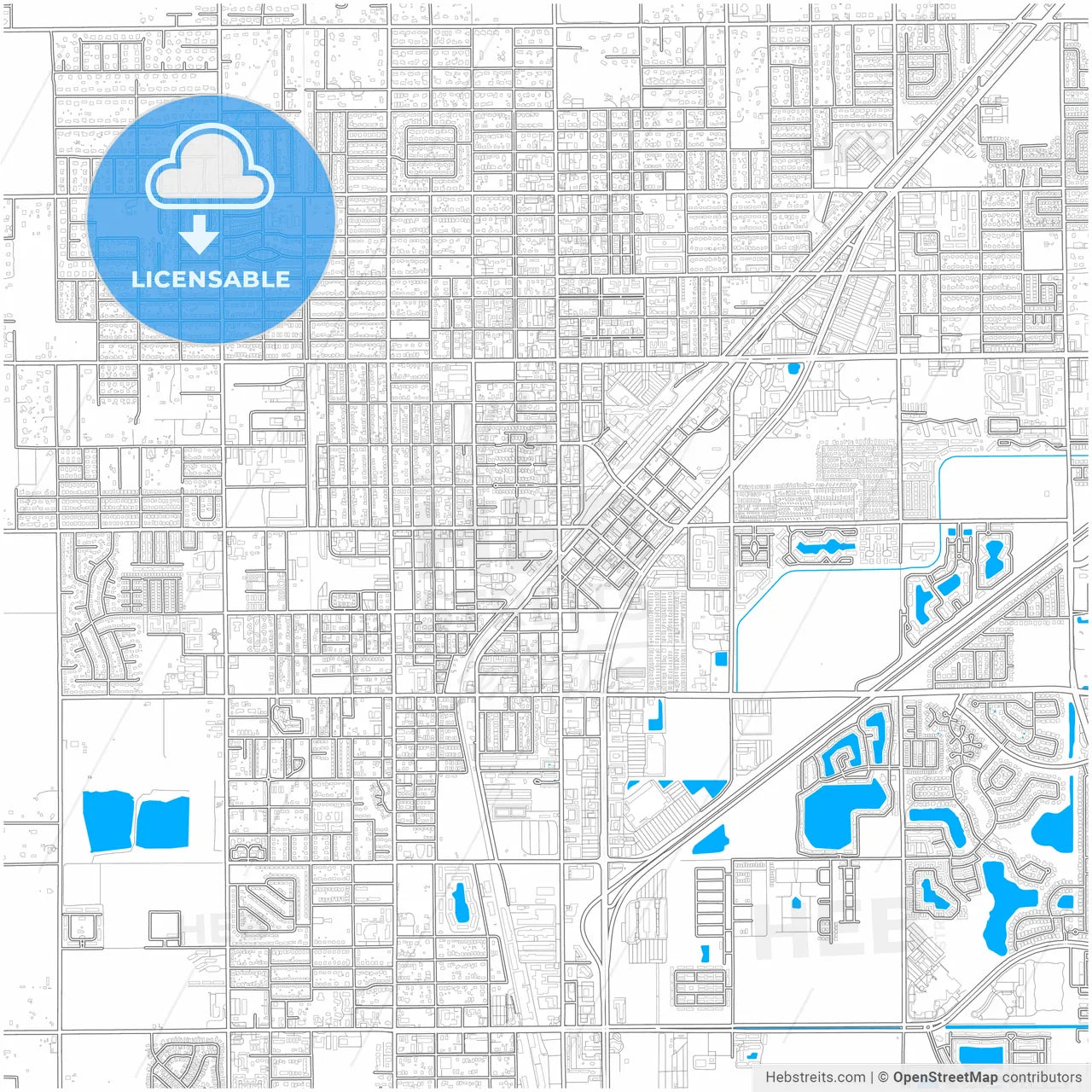Homestead, Florida, United States, city map with high resolution roads.