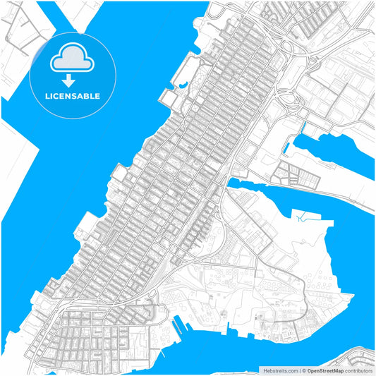 Bayonne, New Jersey, United States, city map with high resolution roads.