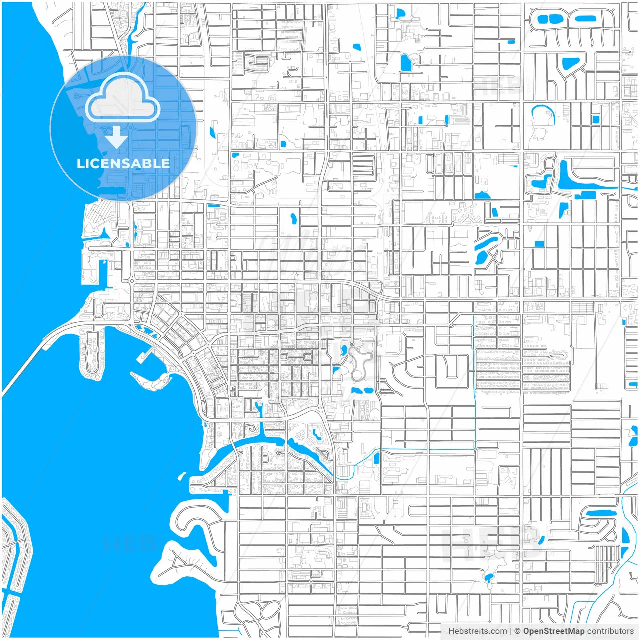 Sarasota, Florida, United States, city map with high resolution roads.