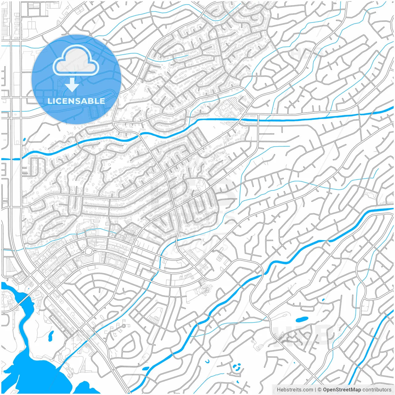 Lake Havasu City, Arizona, United States, city map with high resolution roads.