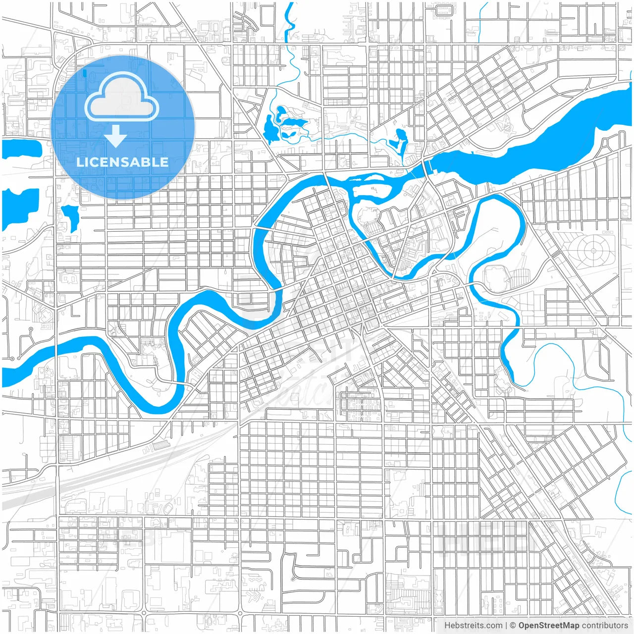 Elkhart, Indiana, United States, city map with high resolution roads.