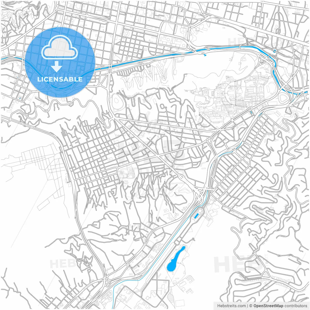 Caracas, Venezuela, city map with high resolution roads.