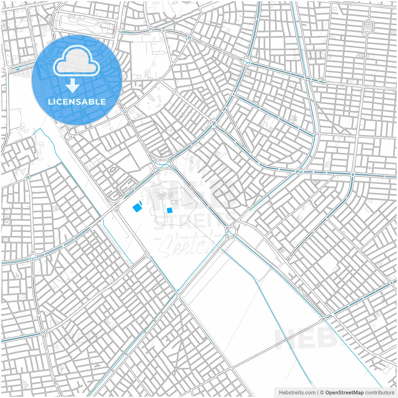 Santa Cruz de la Sierra, Bolivia, city map with high resolution roads.
