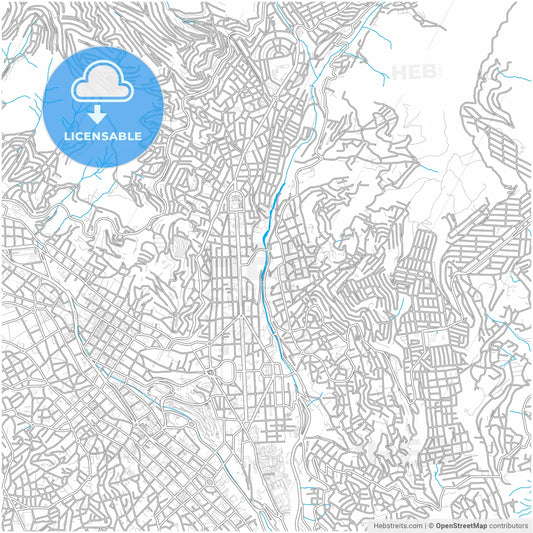 La Paz, Bolivia, city map with high resolution roads.