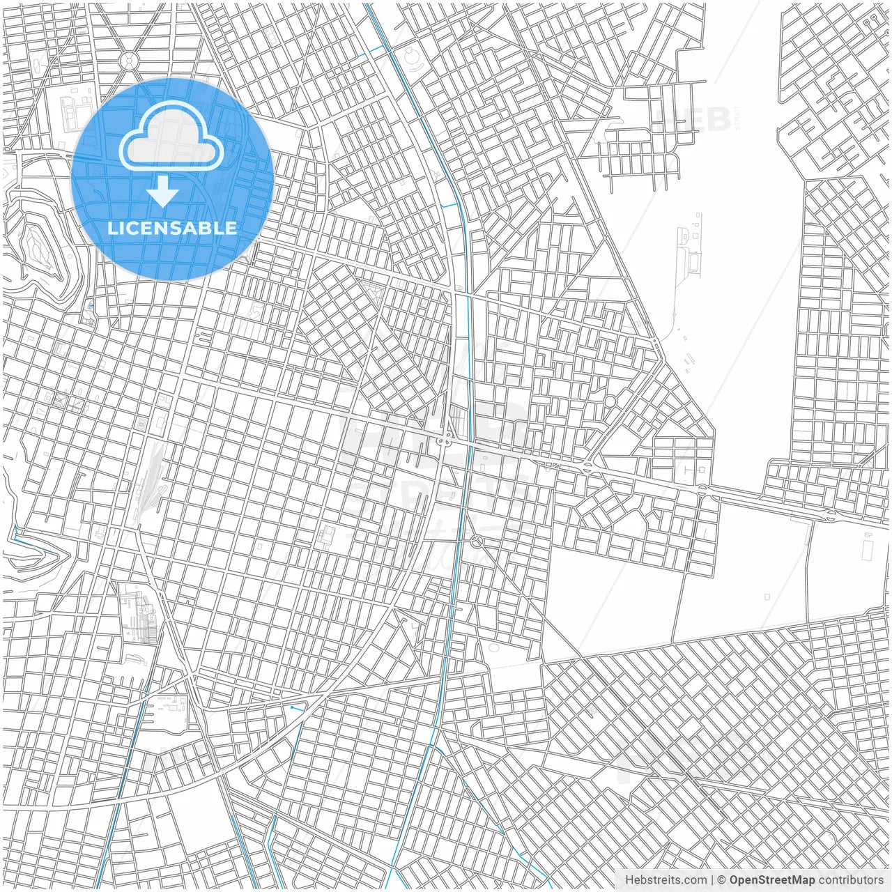 Oruro, Bolivia, city map with high resolution roads.