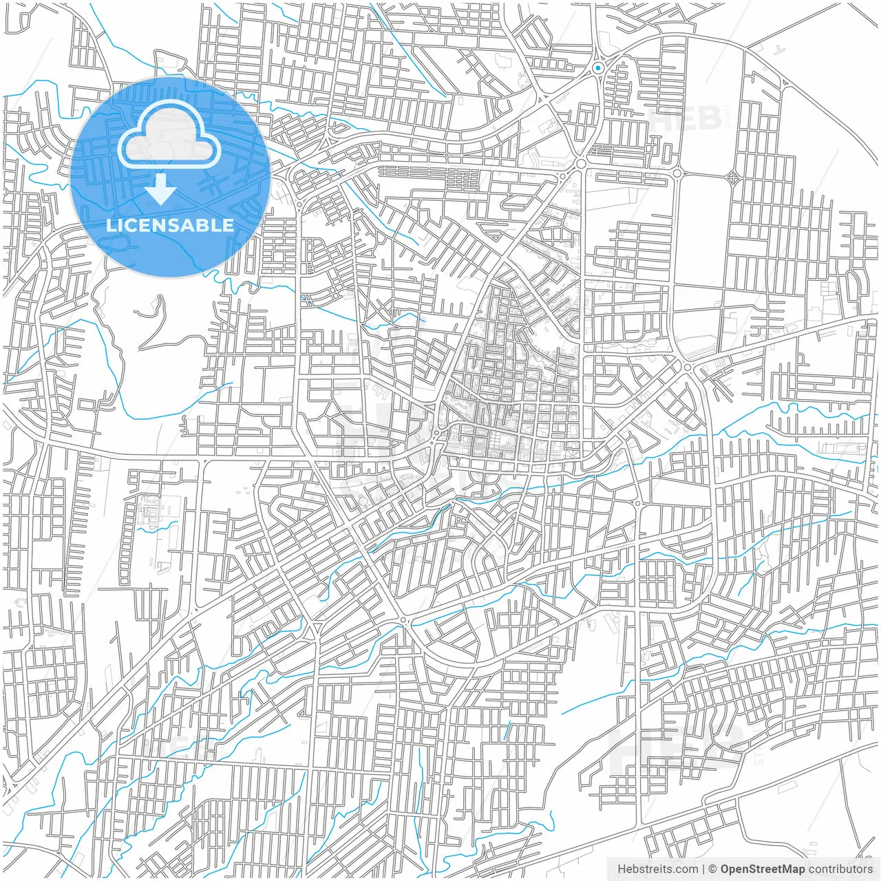 Santo Domingo de los Colorados, Ecuador, city map with high resolution roads.