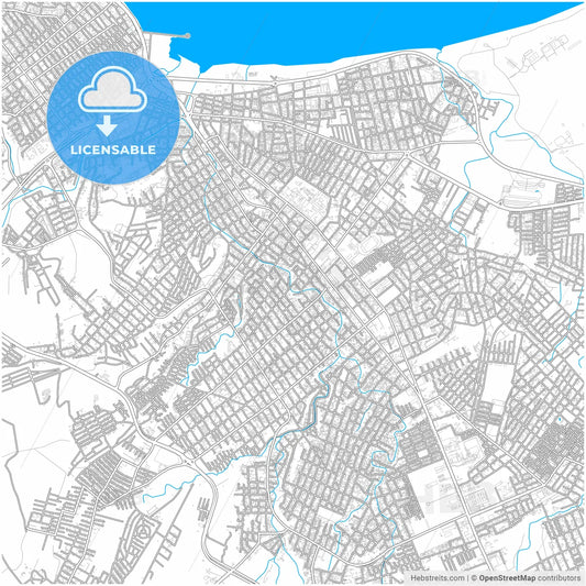 Manta, Ecuador, city map with high resolution roads.